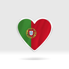 Heart from Portugal flag. Silver button heart and flag template. Easy editing and vector in groups. National flag vector illustration on white background.
