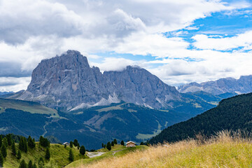 landscapes of the dolomites a cloudy day in Seceda
