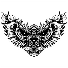 owl head in tribal ilustration design
