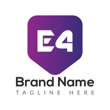 Abstract E4 letter modern initial logo design	

