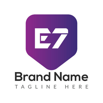 Abstract E7 letter modern initial logo design	
