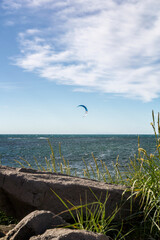 a kitesurfer at the bay of seltjarnarnes near Reykjavik 