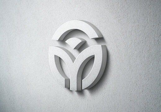 3D Minimal Wall Sign Logo Mockup