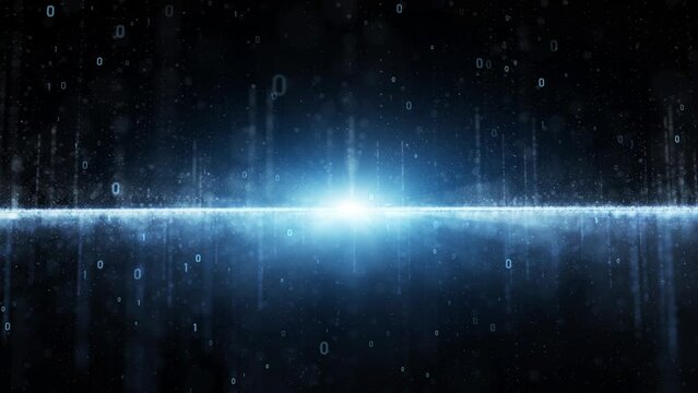 Seamless loop digital binary code data network, copy space animation background.