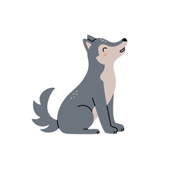 Gray wolf howls. Cartoon, wolf grey the nature of the character.