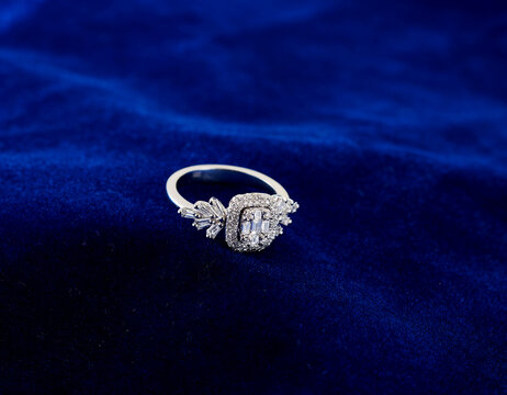 Diamond jewelry. Diamond ring on background