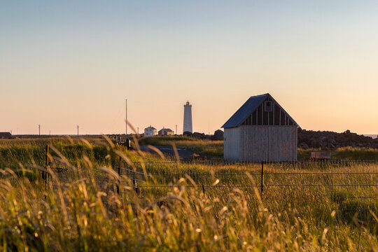 an old wooden farm house on grotta island near Reykjavik 