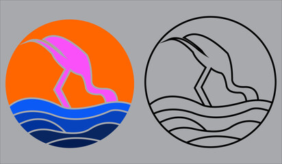 colorfull flamingo bird logo ilusstration