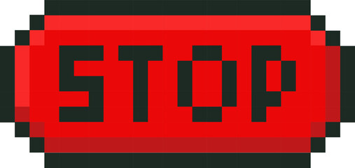 Naklejka premium Pixel stop button. Vector illustration