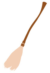 Broom Icon. Halloween witch broom. Colorful png illustration.