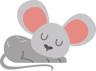 Hand drawn sleeping mouse. Vector illustration
