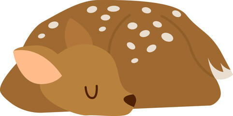 Hand drawn sleeping fawn. Vector illustration