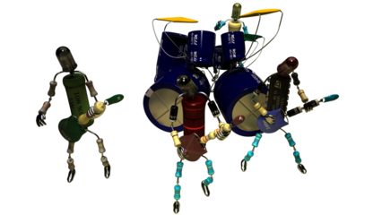 3d man made of led and electronic resistor capacitor parts