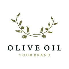 Natural herbal olive and oil logo design with olive branch. Logo for business, branding, herbal medicine and spa.