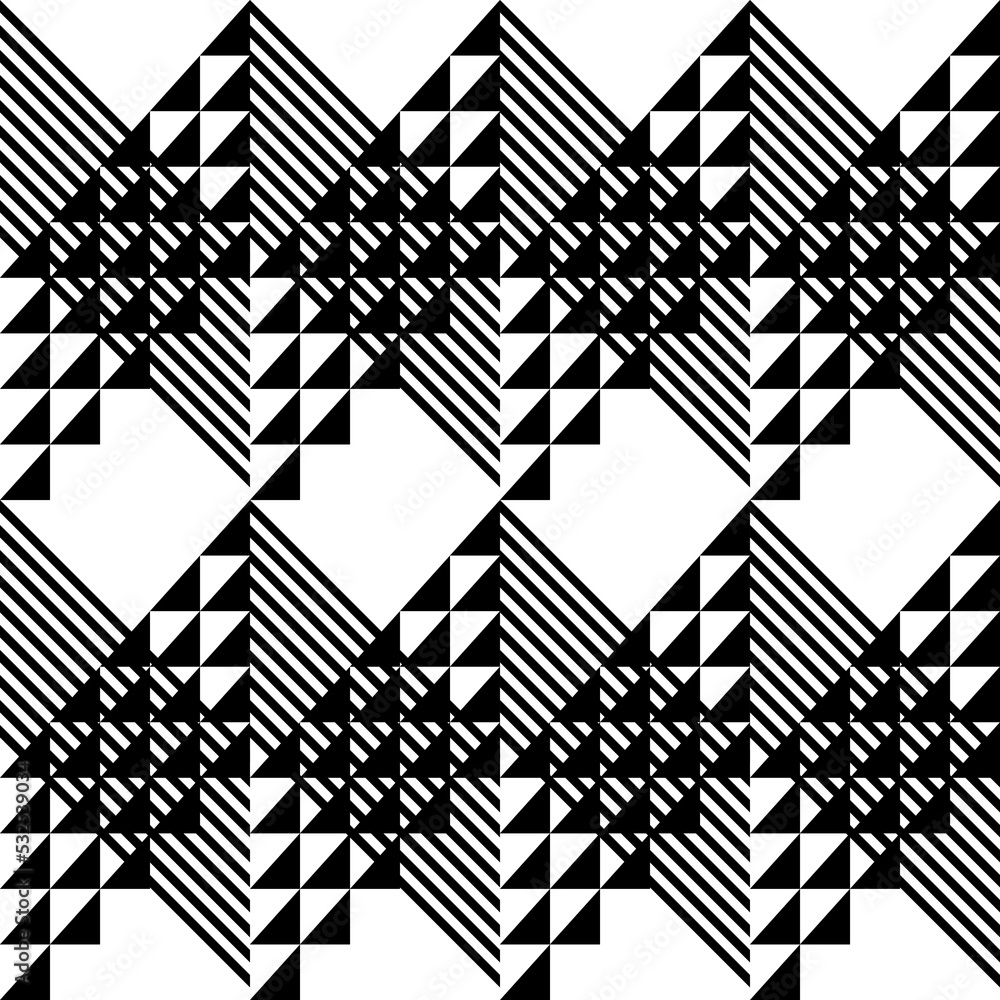Poster Modern abstract geometric contemporary vector seamless diagonal pattern with simple elements and shapes. Graphic black and white minimalist background.