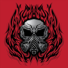 skull in red illustration deisgn