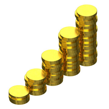 3d rendering illustration of a stack of coins