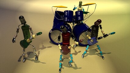 3d man made of led and electronic resistor capacitor parts