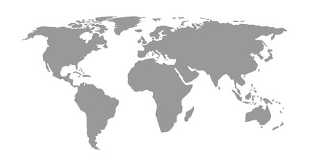 Detailed world map. Isolated world map. Isolated on white background. Vector illustration