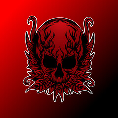 skull in red illustration deisgn
