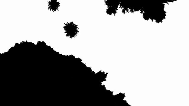 Ink Blot Blemish Leaking and Spreading over Paper in Black and White