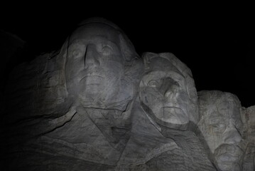Night photography, Mount Rushmore 2 of 4. Only George Washington and Thomas Jefferson - obrazy, fototapety, plakaty
