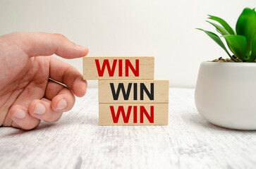 Win-win Situation Marketing and Strategy concept with wooden blocks