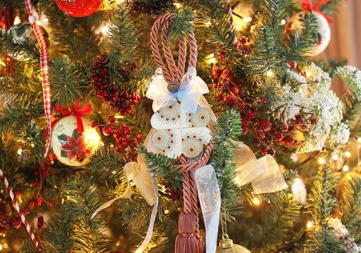 decorative Christmas ornament - lucky clover on Christmas tree