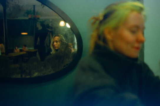 Meeting of two friends in an atmospheric bar