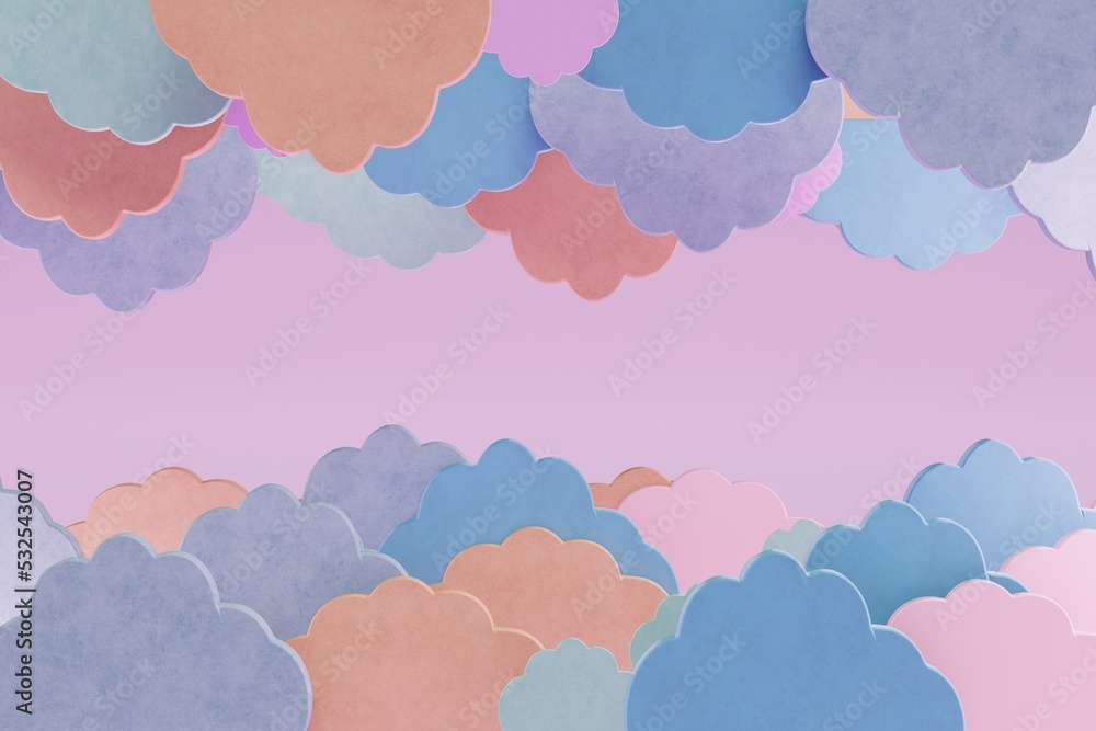 Poster a fbstract background consisting of multi-colored clouds, in the middle is a place to place objects 