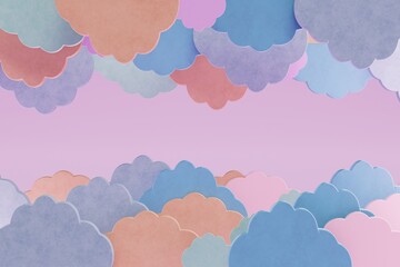 A fbstract background consisting of multi-colored clouds, in the middle is a place to place objects or text. 3D render