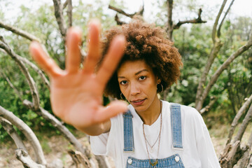 Creative woman looking at camera