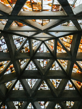 Metal construction with glass roof