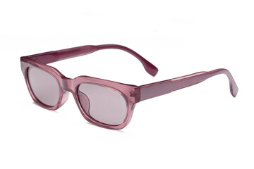 Side view photo of pink colored polarized sunglasses for ecommerce isolated on white background