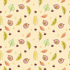 Seamless background with leaves Autumn pattern