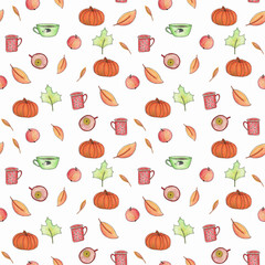 Seamless background with leaves Autumn pattern