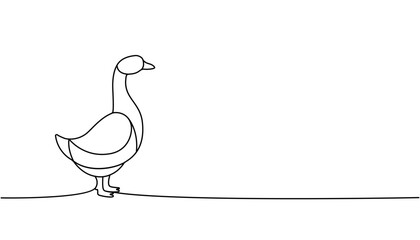 Goose one line continuous drawing. Goose symbol. Farm bird continuous one line illustration. Vector minimalist linear illustration.