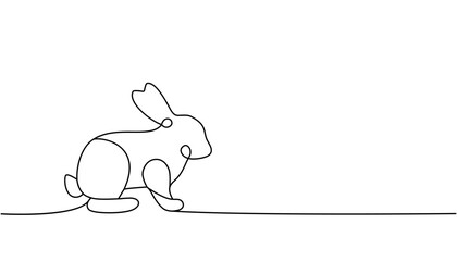Rabbit one line continuous drawing. Bunny symbol. Farm animal continuous one line illustration. Vector minimalist linear illustration.