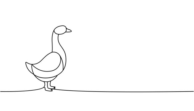 recommend clip art: Goose one line continuous drawing. Goose symbol. Farm bird continuous one line illustration. Vector minimalist linear illustration.