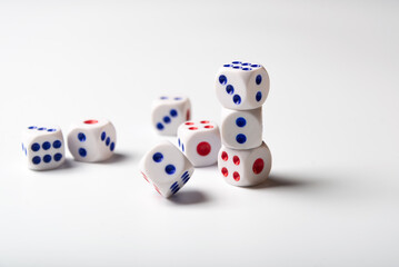 cubes with numbers on a white background. dice