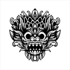 barong bali traditional mask illustration