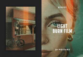 Fototapeta Light Burn Film Poster Photo Effect Mockup obraz