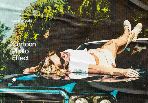 Cartoon Posterization Photo Effect Mockup