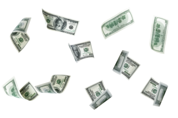 Us dollar bill. Washington American cash. Falling usd money background.