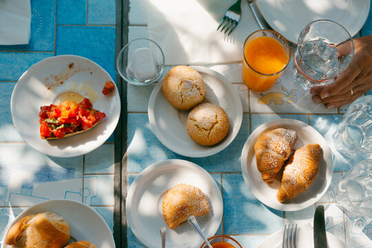 Summer breakfast in sunlight