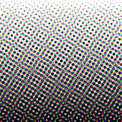 Colorful circles, gradient halftone background. Vector illustration.