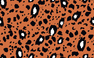 Abstract modern leopard seamless pattern. Animals trendy background. Brown and black decorative vector stock illustration for print, card, postcard, fabric, textile. Modern ornament of stylized skin