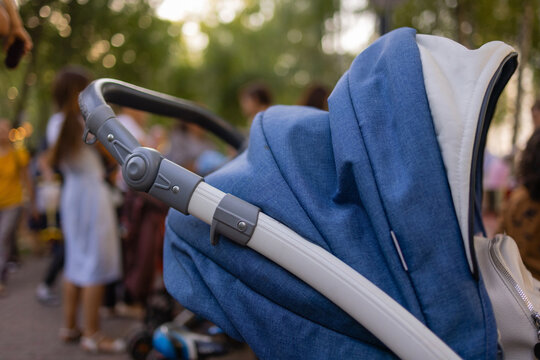 Empty Baby Stroller For Boys In The Park.