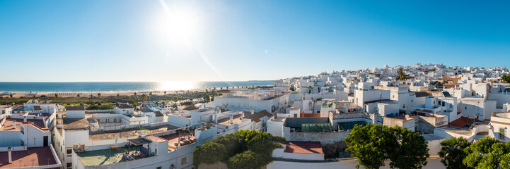 Fototapeta na wymiar Panoramic view of the town of Conil de la Frontera from the Torre de Guzman, Cadiz. Andalusia