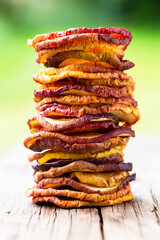 Stack of dried apple slices